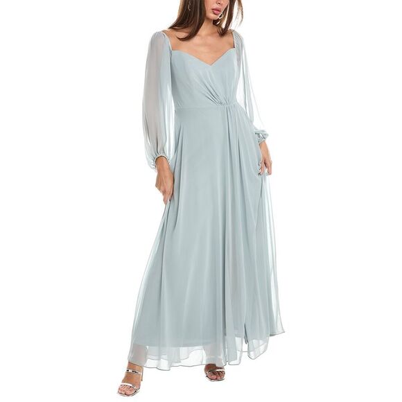 The Dessy Group Womens Dessy Collection Chiffon Gown, Green - Picture 1 of 3